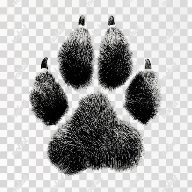 PNG Realistic Black Paw Print Stamp on White Background