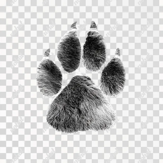 PNG Realistic Black Paw Print on White Background