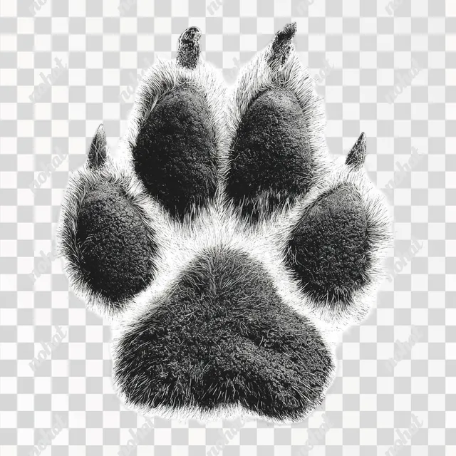 PNG Realistic Pawprint Stamp on White Background