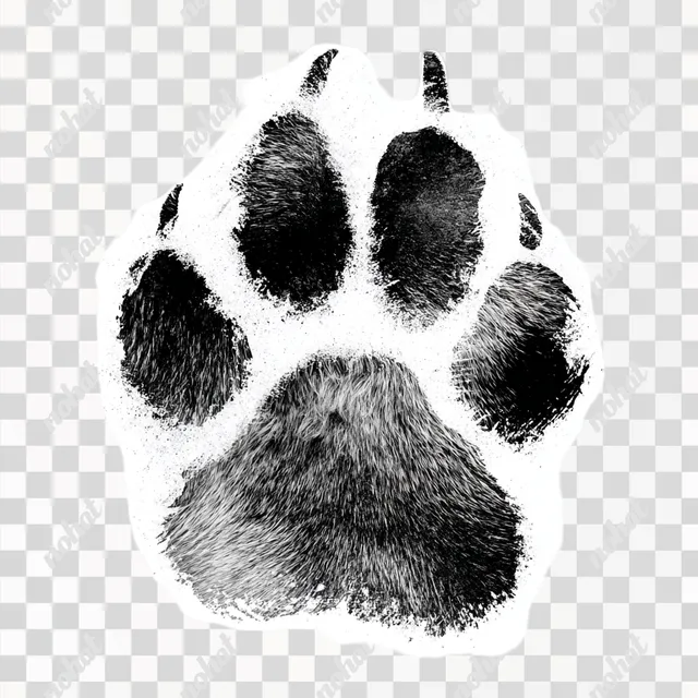 PNG Realistic Black Ink Paw Print on White Background