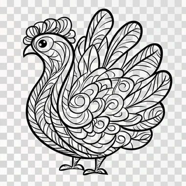 simple and easy coloring page for kids, thanksgiving turkey , only bold black lines, with very defined, very big and bold lines on white clean background, No Grey No shadows