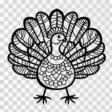 simple and easy coloring page for kids, thanksgiving turkey , only bold black lines, with very defined, very big and bold lines on white clean background, No Grey No shadows