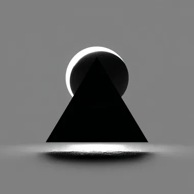 tetrahedron represented in Cosmic Eclipse Minimalism, where black and white gradients mimic the phases of an eclipse. Use stark contrasts and soft transitions to emphasize cosmic motion and serenity  lgqsuer  --s 50