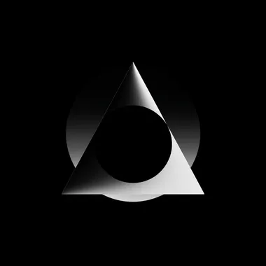 tetrahedron represented in Cosmic Eclipse Minimalism, where black and white gradients mimic the phases of an eclipse. Use stark contrasts and soft transitions to emphasize cosmic motion and serenity  lgqsuer  --s 50