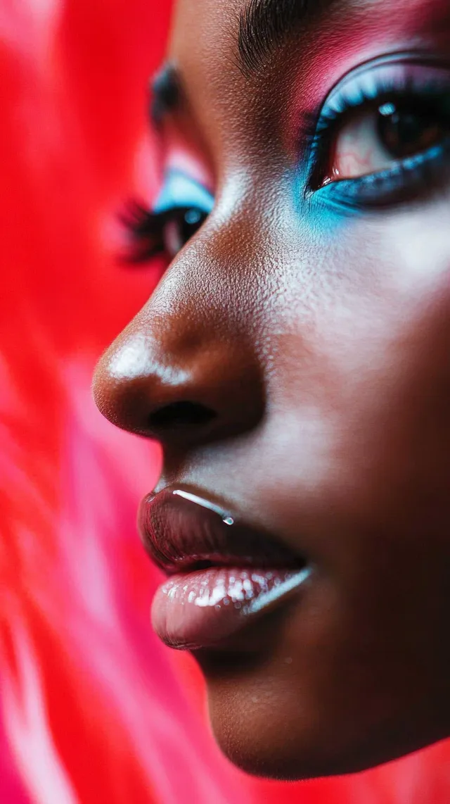 Vivid Eyes: A Raw Close-Up Exploration of Skin and Makeup