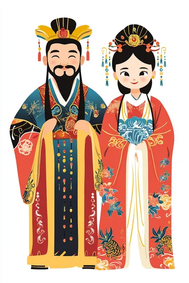 A pair of Chinese couplets, white background, flat illustration style
