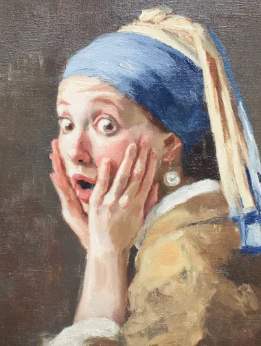 Girl with a Pearl Earring surprised oil painting  rofile le66gez