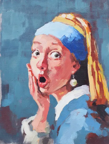 Girl with a Pearl Earring surprised oil painting  rofile le66gez