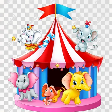 cartoon circus tent clipart with white background