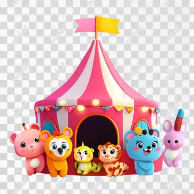 cartoon circus tent clipart with white background