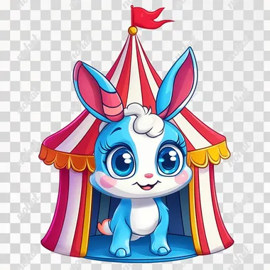 cartoon circus tent clipart with white background