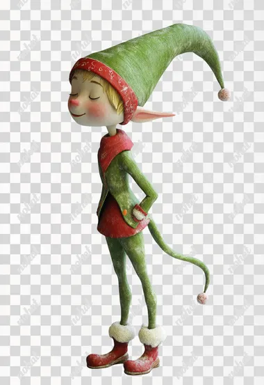 Christmas elf, from the side, soft colors and drawing, pixar style, 3D , white background  --s 50