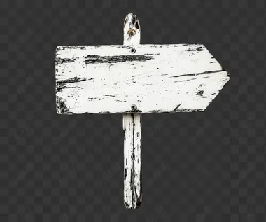 simple white sign with thin wooden style, ink on paper, black on white background