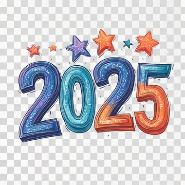 Retro-style Class of 2025 vector text with bold, colorful lettering and stars, white background   jbm4eaj