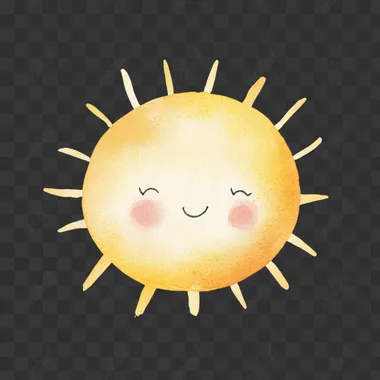simple watercolor illustration of a cute little sun. isolated on a white background, minimal style, soft colors, children's book aesthetic, no shadows  drobq9j