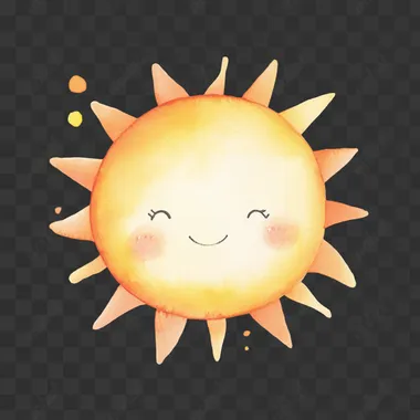 simple watercolor illustration of a cute little sun. isolated on a white background, minimal style, soft colors, children's book aesthetic, no shadows  drobq9j