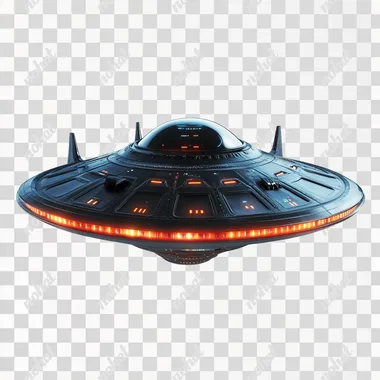 3D UFO plane PNG image.