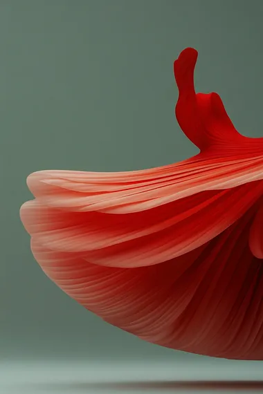 close-up, ballet dancers in the form of a red dahlia flowers, shades of red foreground, green walls brutalist architecture background, high contrast light    6gnxe3j