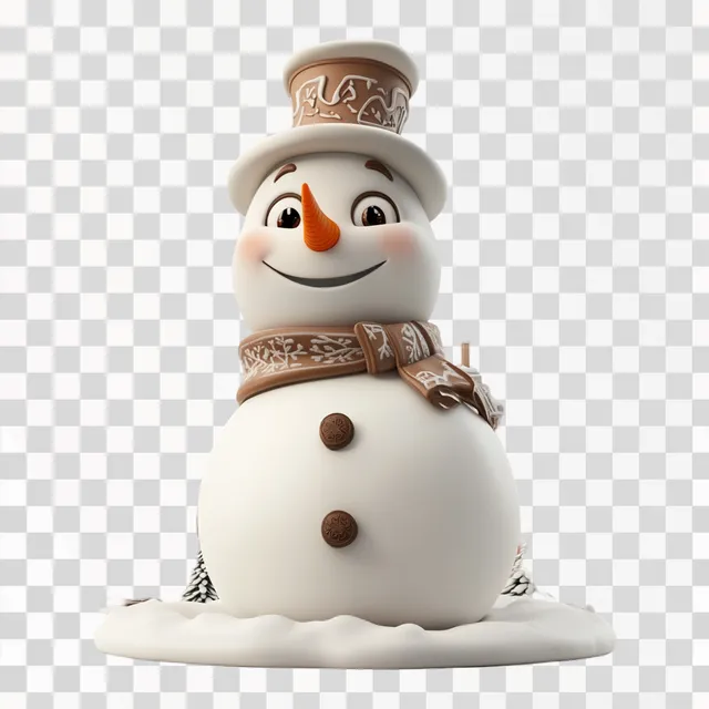 Charming Pixar-Style Snowman 3D Render on White
