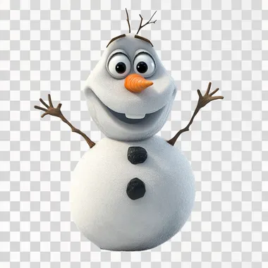 3d rendering of a cute snowman in the style of pixar, isolated on white background