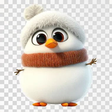 3d rendering of a cute snowman in the style of pixar, isolated on white background