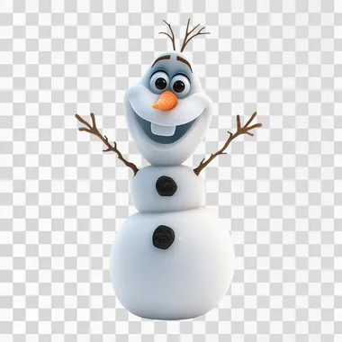 3d rendering of a cute snowman in the style of pixar, isolated on white background