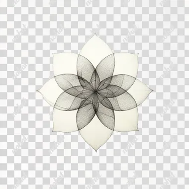 a minimalist and delicate drawing made with black graphite on a white background of a flower whose center is shaped like a 5-pointed star