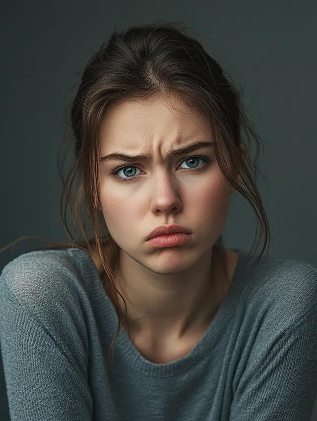 Bored and Sleepy Woman's Realistic Headshot in Natural Setting