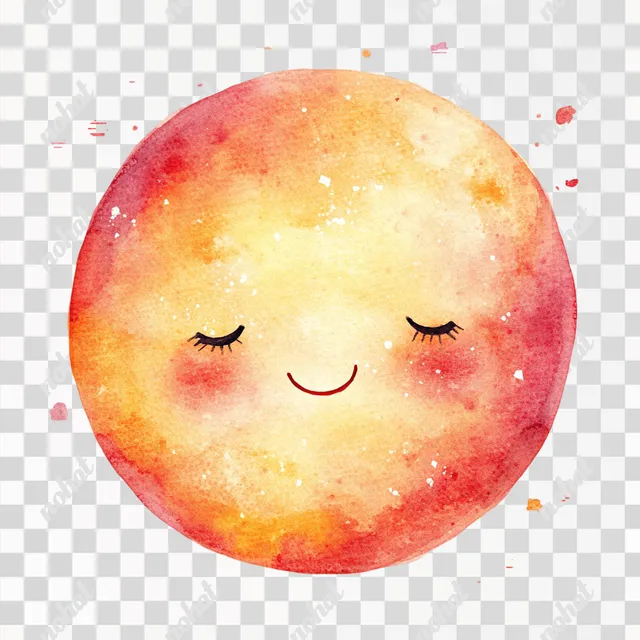 PNG Cute Smiling Sun Watercolor Clipart