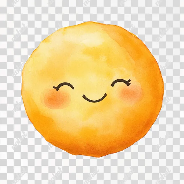 PNG Cute Smiling Sun Watercolor Clipart