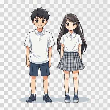 create a uniform design of a boy and girl wearing school uniform shirt wear. The short will be transparent so it can be placed under fabric to show its design of checks