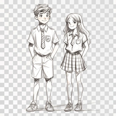 create a uniform design of a boy and girl wearing school uniform shirt wear. The short will be transparent so it can be placed under fabric to show its design of checks