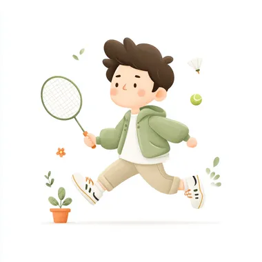 096dc525-582c-449e-ba02-cdb493c5b23d A man playing badminton, simple graphics, vector, pure white background, no gradients and shadows, minimal details rofile pocp43m  --s 750