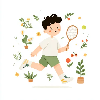 096dc525-582c-449e-ba02-cdb493c5b23d A man playing badminton, simple graphics, vector, pure white background, no gradients and shadows, minimal details rofile pocp43m  --s 750
