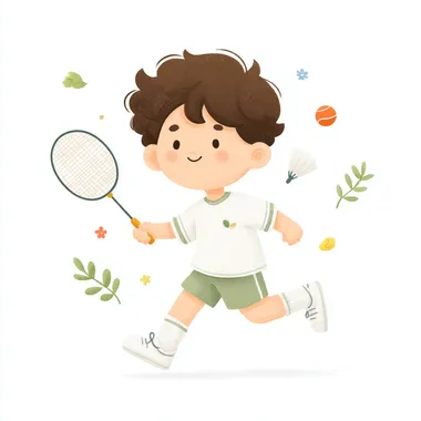 096dc525-582c-449e-ba02-cdb493c5b23d A man playing badminton, simple graphics, vector, pure white background, no gradients and shadows, minimal details rofile pocp43m  --s 750