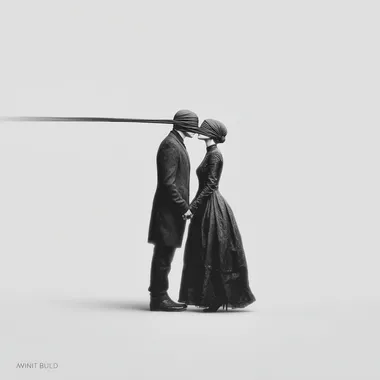 create a image of the concept "love is blind" very emotional, surrealistic hyperrealistic, photography, photoshop, black and white, white background --raw