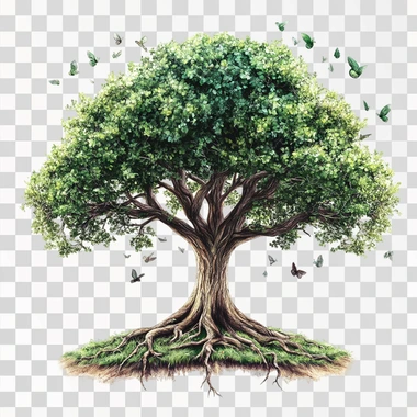 a realistic tree of Life in a White background
