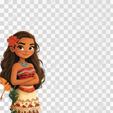 a graphic design girl birthday invitation , cutie moana theme , criative, bright , ar9:16  --s 250