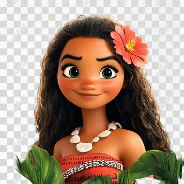 a graphic design girl birthday invitation , cutie moana theme , criative, bright , ar9:16  --s 250
