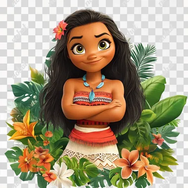a graphic design girl birthday invitation , cutie moana theme , criative, bright , ar9:16  --s 250