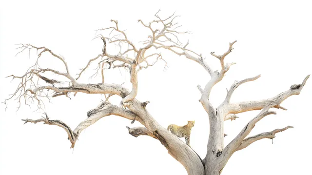 Leopard on Dead Leadwood Tree