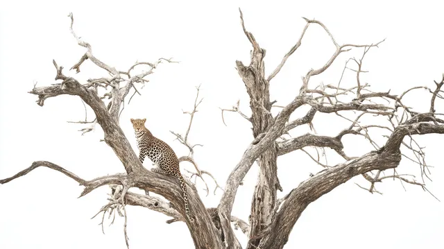 Leopard Perched on a Dead Leadwood Tree