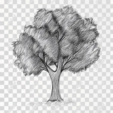 drawing of tree as drawein by a kid. isolated in hwite