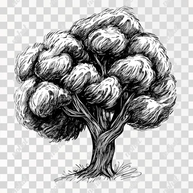 drawing of tree as drawein by a kid. isolated in hwite