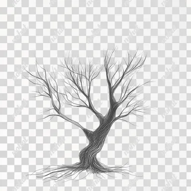 drawing of tree as drawein by a kid. isolated in hwite