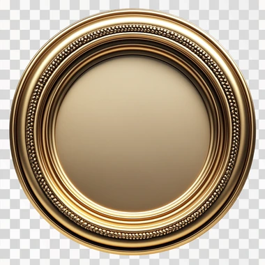 generate an 3d Royal muted golden colour round frame 3d textures, isolated white background, use vintage brown-sof gold colour gradients,