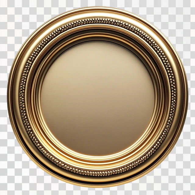 generate an 3d Royal muted golden colour round frame 3d text