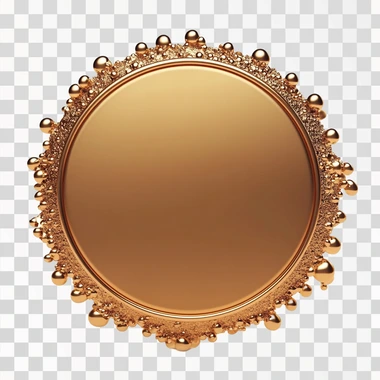 generate an 3d Royal muted golden colour round frame 3d textures, isolated white background, use vintage brown-sof gold colour gradients,