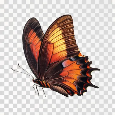 butterly wing isolated, white background, realistic photography