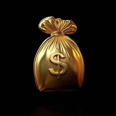 3d blender minimalistic style golden bag of money icon on a solid black background